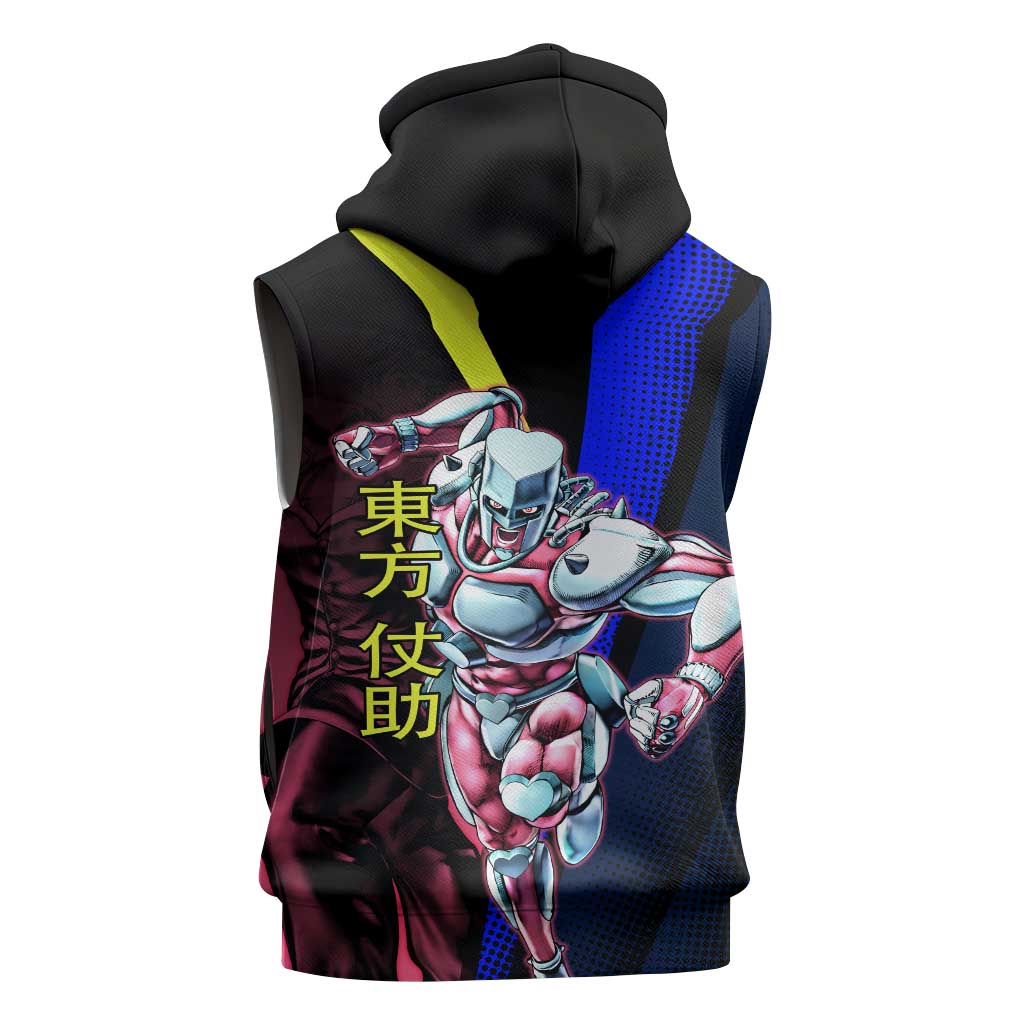 Josuke JoJo’s Bizarre Adventure Sleeveless Hoodie with Crazy Diamond Stand - The Mazicc