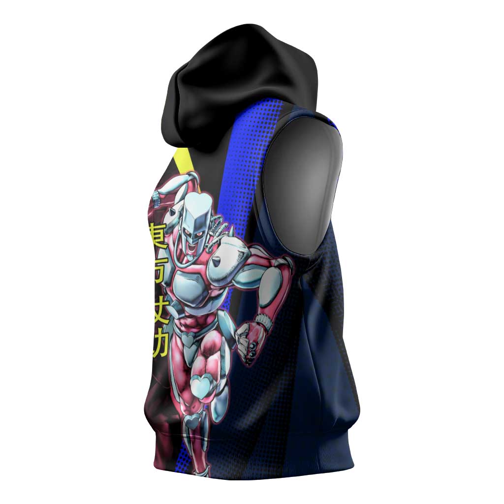 Josuke JoJo’s Bizarre Adventure Sleeveless Hoodie with Crazy Diamond Stand - The Mazicc