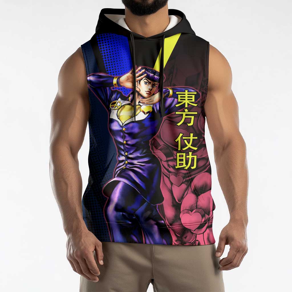 Josuke JoJo’s Bizarre Adventure Sleeveless Hoodie with Crazy Diamond Stand - The Mazicc