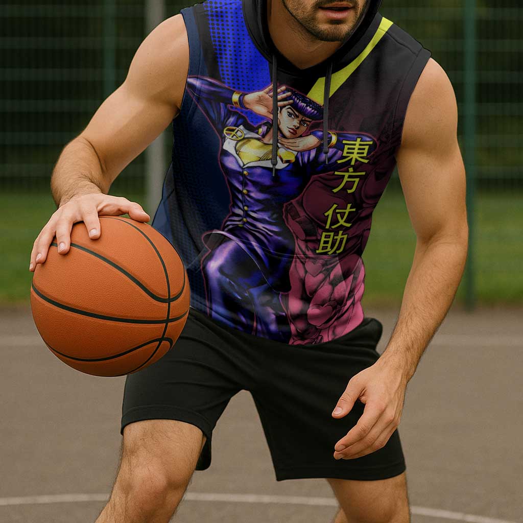 Josuke JoJo’s Bizarre Adventure Sleeveless Hoodie with Crazy Diamond Stand - The Mazicc