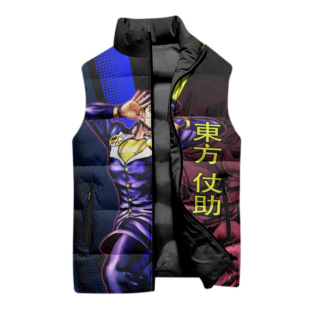 Josuke JoJo’s Bizarre Adventure Sleeveless Puffer Jacket with Crazy Diamond Stand - The Mazicc