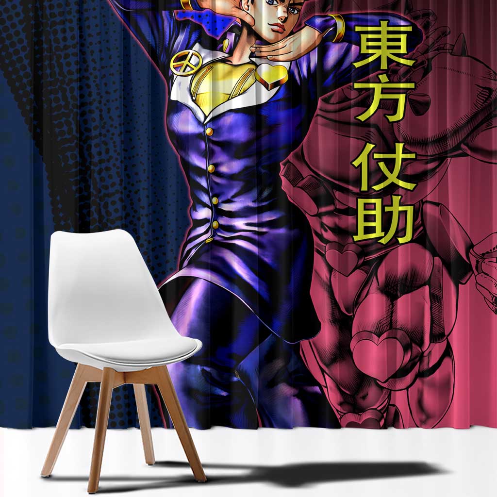 Josuke JoJo’s Bizarre Adventure Window Curtain with Crazy Diamond Stand - The Mazicc