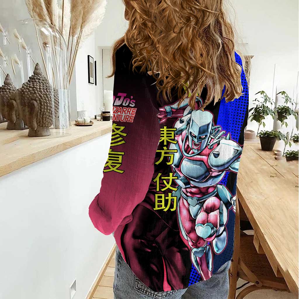 Josuke JoJo’s Bizarre Adventure Women Casual Shirt with Crazy Diamond Stand - The Mazicc