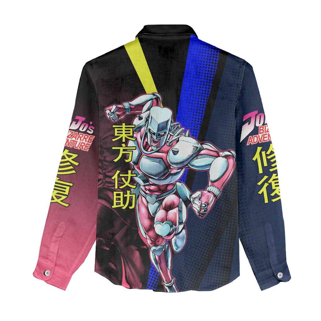Josuke JoJo’s Bizarre Adventure Women Casual Shirt with Crazy Diamond Stand - The Mazicc