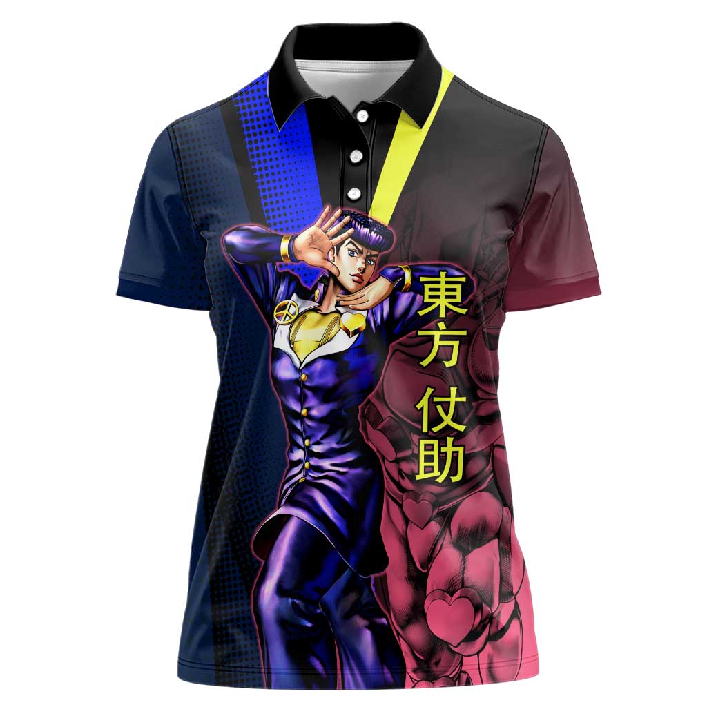 Josuke JoJo’s Bizarre Adventure Women Polo Shirt with Crazy Diamond Stand - The Mazicc