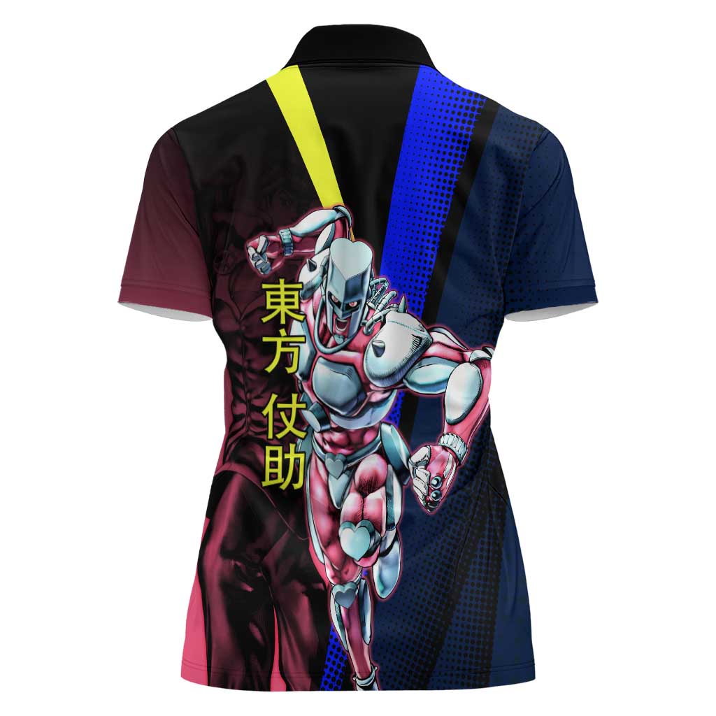 Josuke JoJo’s Bizarre Adventure Women Polo Shirt with Crazy Diamond Stand - The Mazicc