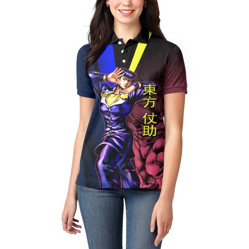 Josuke JoJo’s Bizarre Adventure Women Polo Shirt with Crazy Diamond Stand - The Mazicc