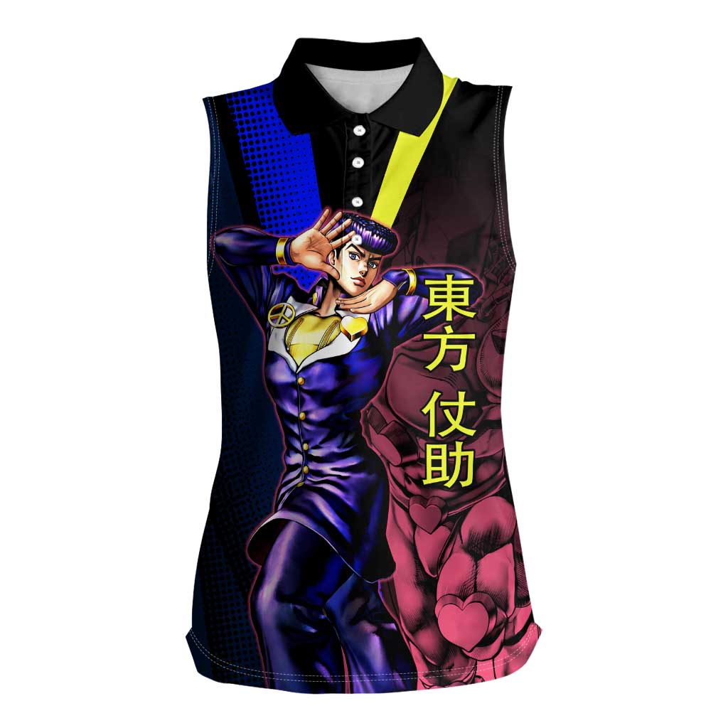 Josuke JoJo’s Bizarre Adventure Women Sleeveless Polo Shirt with Crazy Diamond Stand - The Mazicc