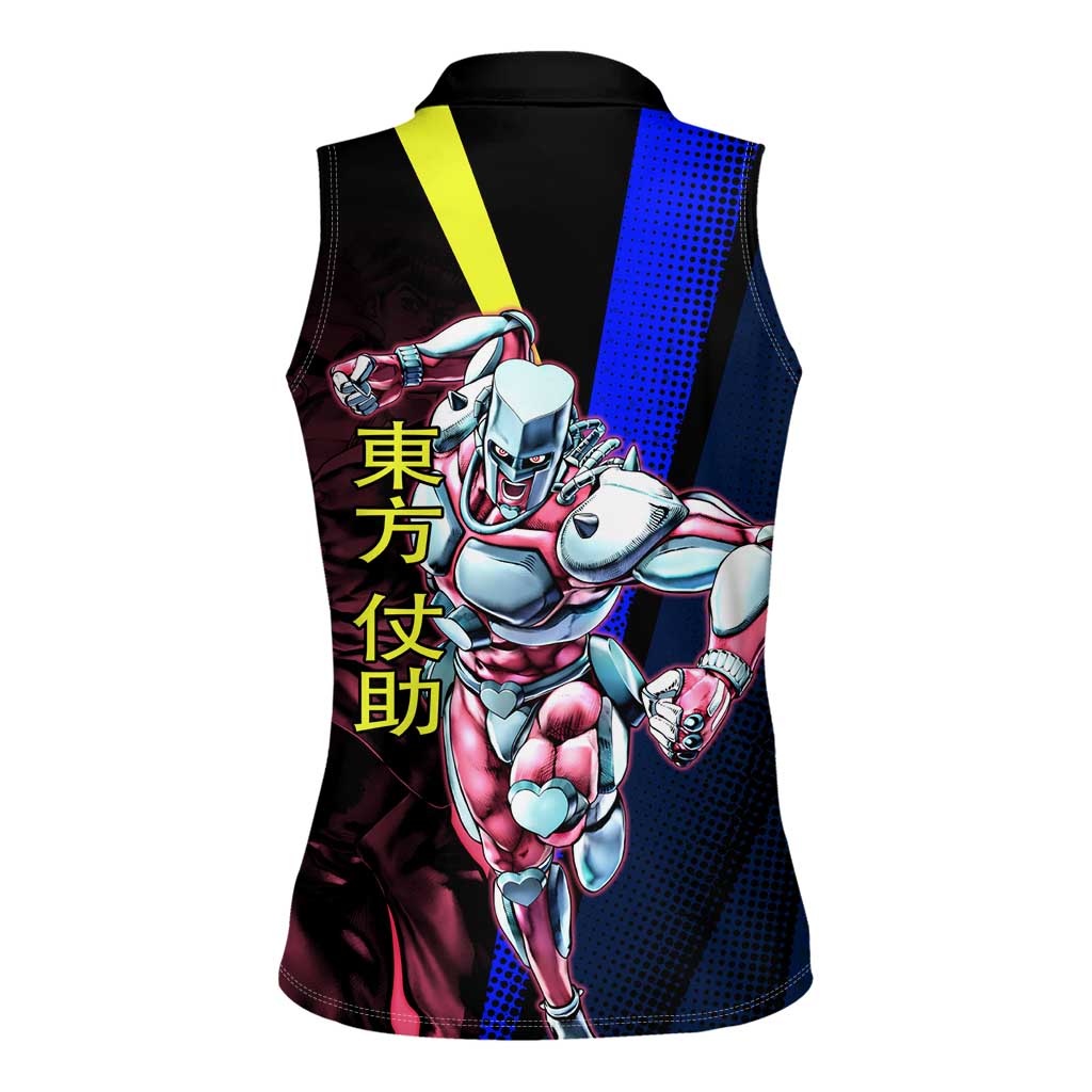 Josuke JoJo’s Bizarre Adventure Women Sleeveless Polo Shirt with Crazy Diamond Stand - The Mazicc
