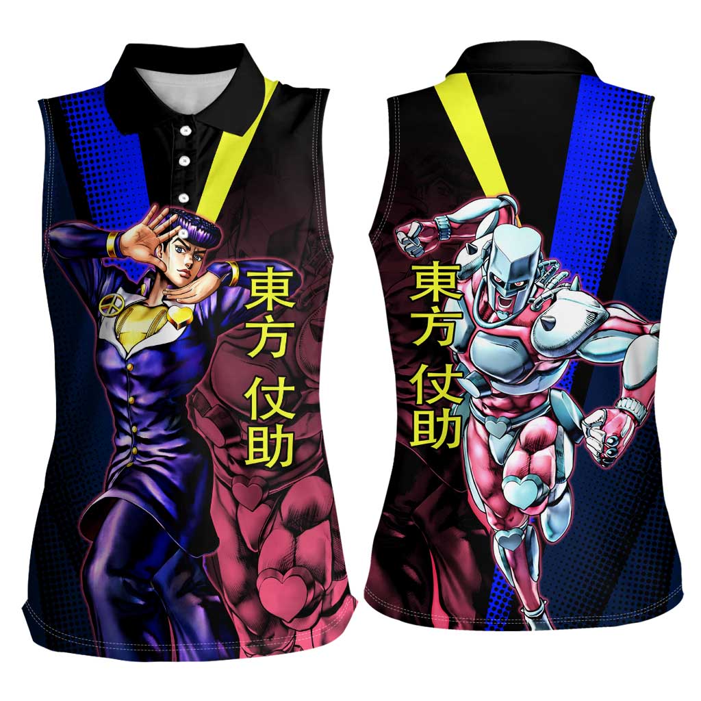 Josuke JoJo’s Bizarre Adventure Women Sleeveless Polo Shirt with Crazy Diamond Stand - The Mazicc