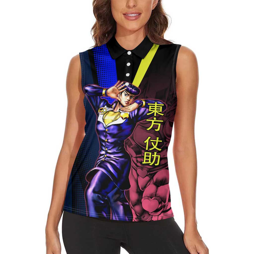Josuke JoJo’s Bizarre Adventure Women Sleeveless Polo Shirt with Crazy Diamond Stand - The Mazicc