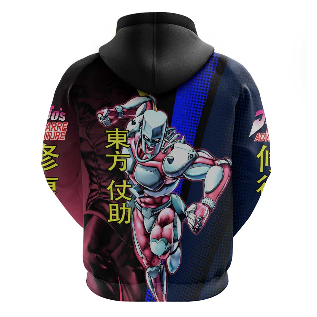 Josuke JoJo’s Bizarre Adventure Zip Hoodie with Crazy Diamond Stand - The Mazicc