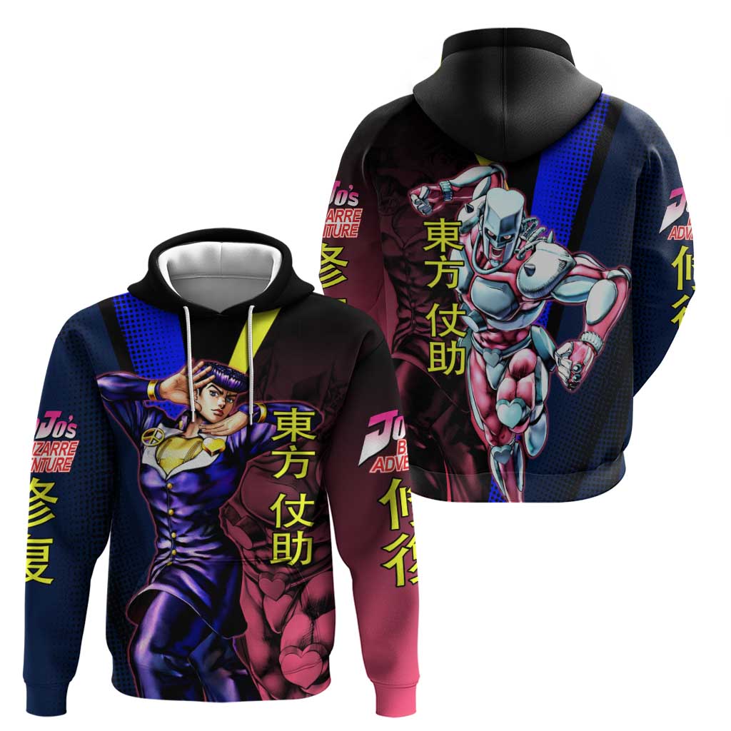 Josuke JoJo’s Bizarre Adventure Zip Hoodie with Crazy Diamond Stand - The Mazicc