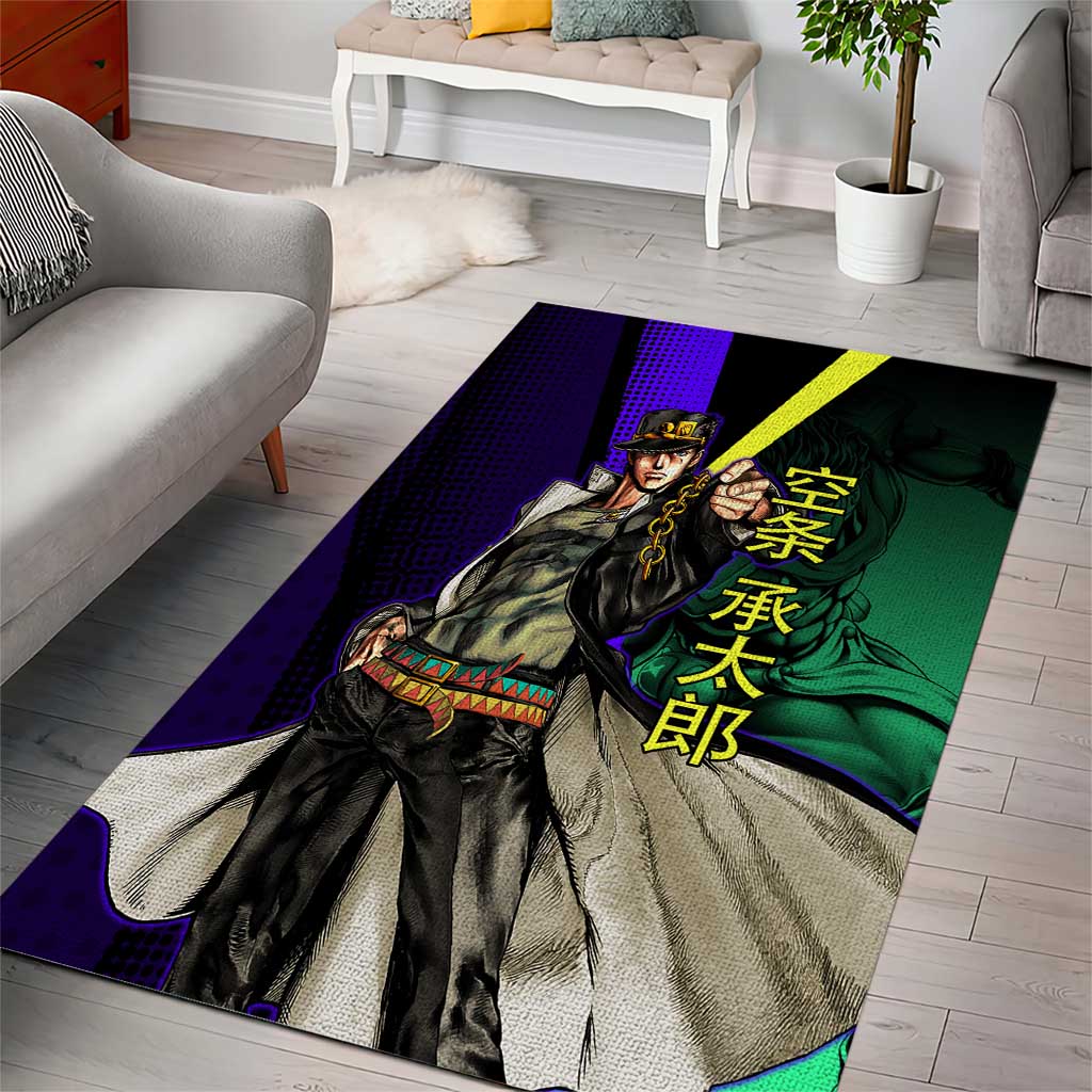 Jotaro Kujo JoJo’s Bizarre Adventure Area Rug with Star Platinum Stand and Bold - The Mazicc