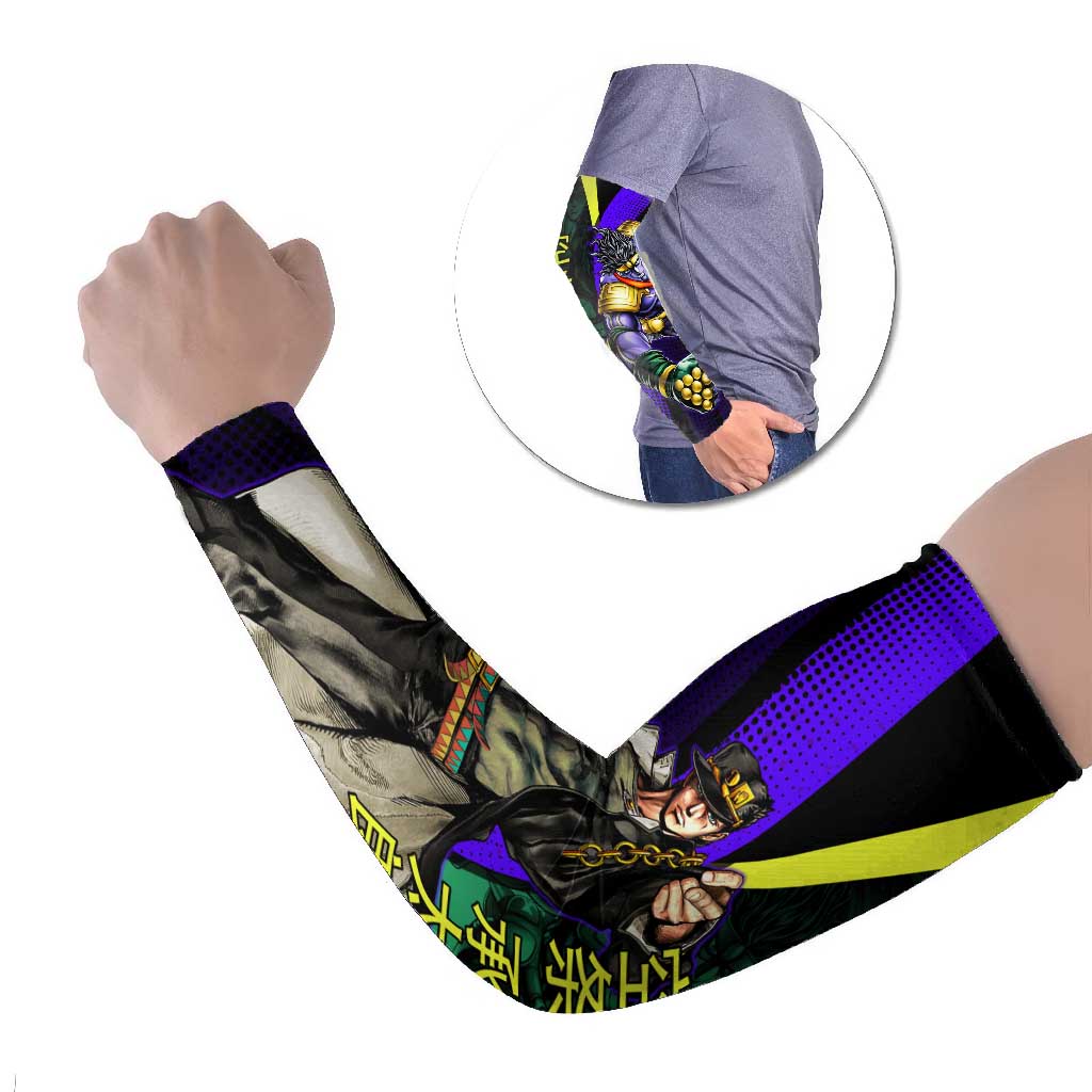 Jotaro Kujo JoJo’s Bizarre Adventure Arm Sleeves with Star Platinum Stand and Bold - The Mazicc