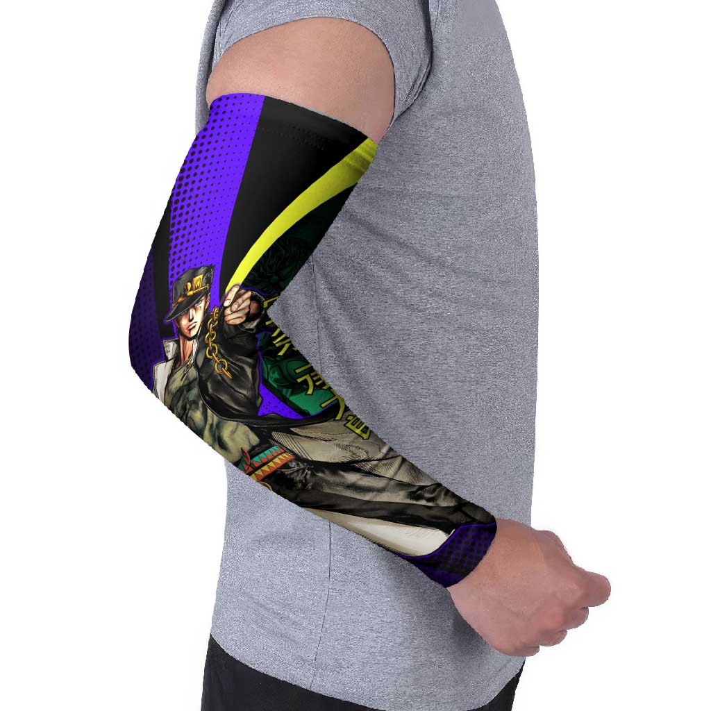 Jotaro Kujo JoJo’s Bizarre Adventure Arm Sleeves with Star Platinum Stand and Bold - The Mazicc