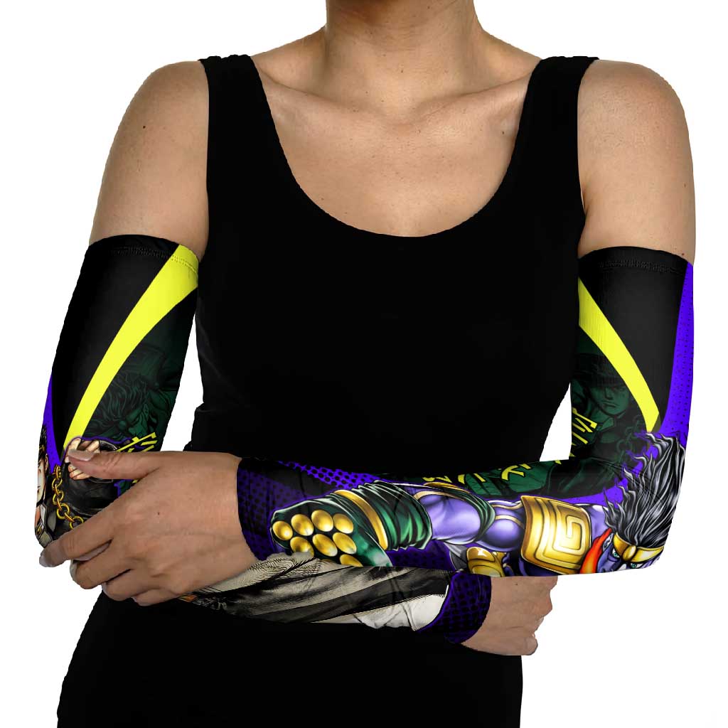 Jotaro Kujo JoJo’s Bizarre Adventure Arm Sleeves with Star Platinum Stand and Bold - The Mazicc