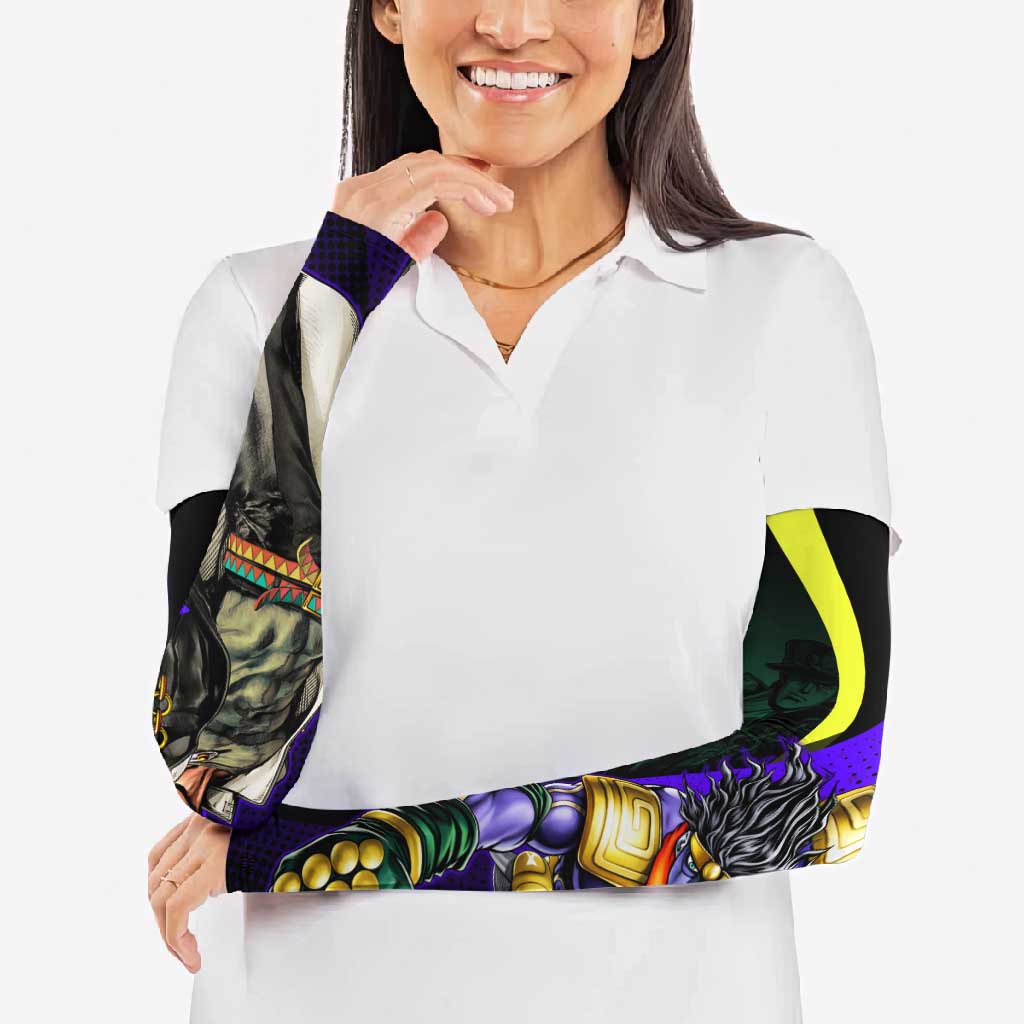 Jotaro Kujo JoJo’s Bizarre Adventure Arm Sleeves with Star Platinum Stand and Bold - The Mazicc