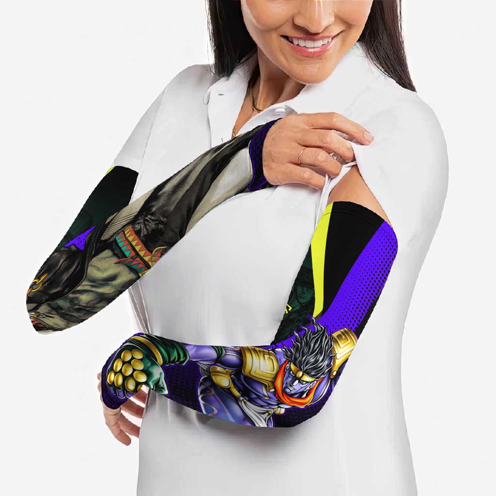 Jotaro Kujo JoJo’s Bizarre Adventure Arm Sleeves with Star Platinum Stand and Bold - The Mazicc