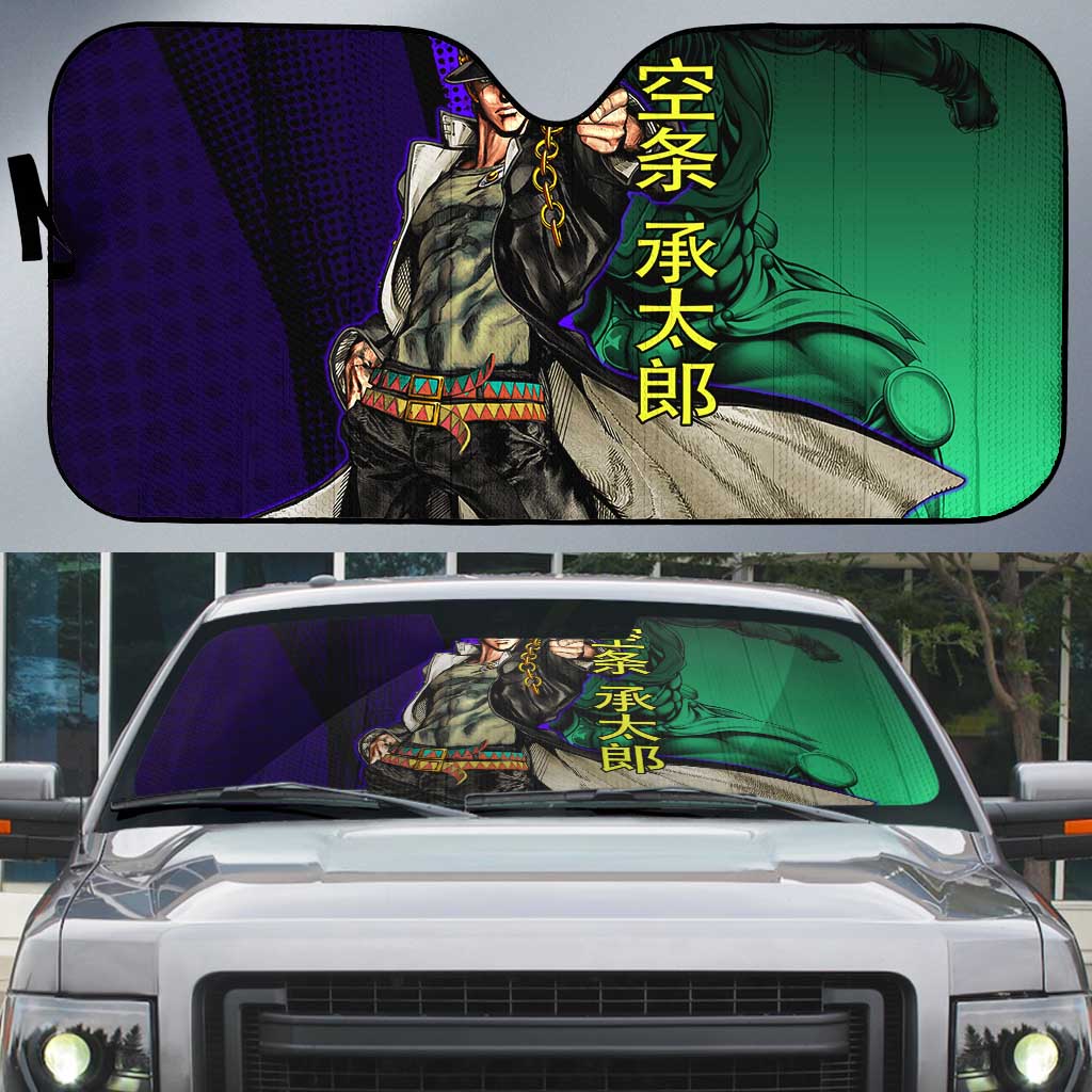 Jotaro Kujo JoJo’s Bizarre Adventure Auto Sun Shade with Star Platinum Stand and Bold - The Mazicc
