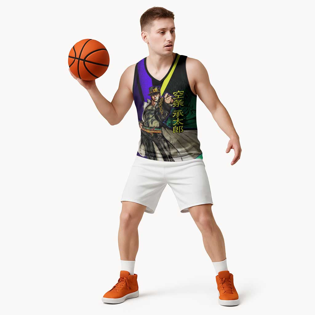 Jotaro Kujo JoJo’s Bizarre Adventure Basketball Jersey with Star Platinum Stand and Bold - The Mazicc