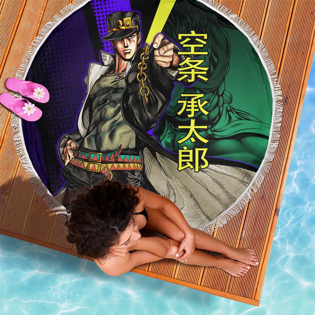 Jotaro Kujo JoJo’s Bizarre Adventure Beach Blanket with Star Platinum Stand and Bold - The Mazicc