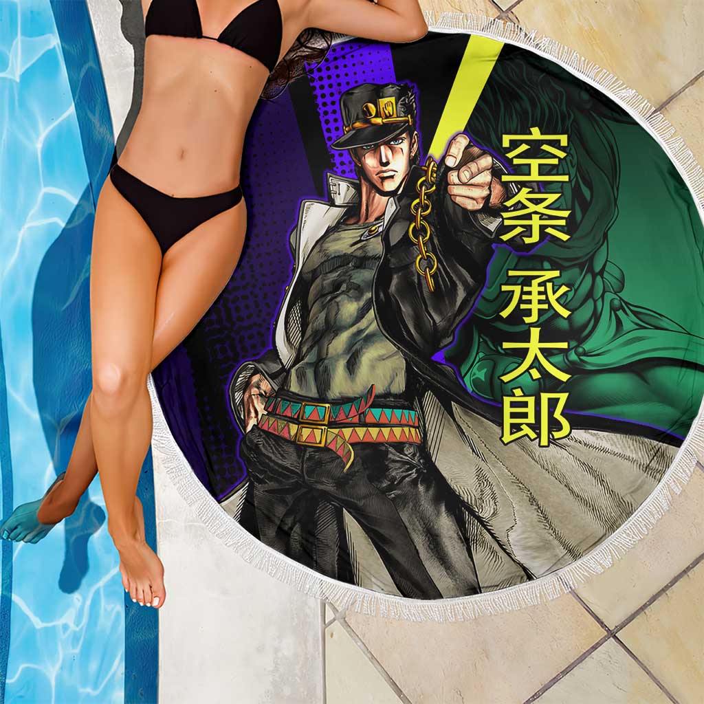 Jotaro Kujo JoJo’s Bizarre Adventure Beach Blanket with Star Platinum Stand and Bold - The Mazicc