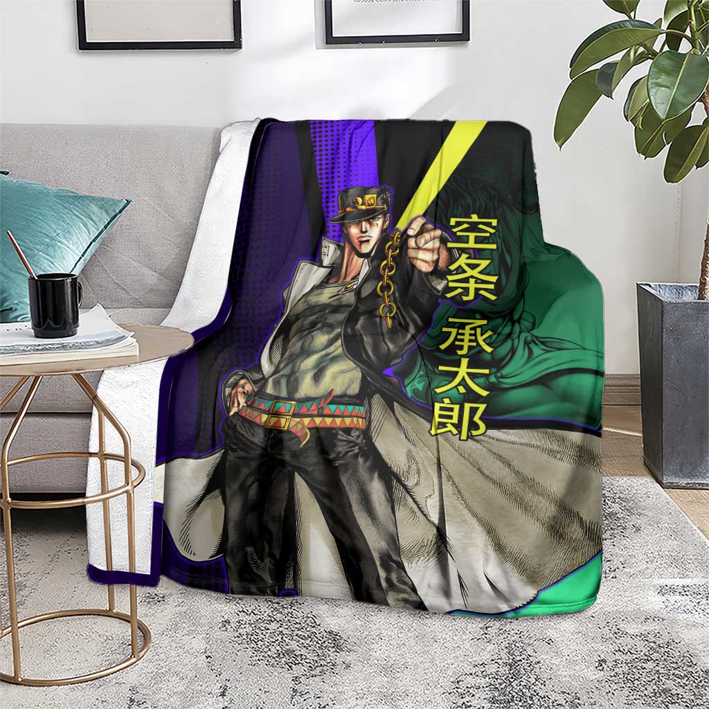 Jotaro Kujo JoJo’s Bizarre Adventure Blanket with Star Platinum Stand and Bold - The Mazicc