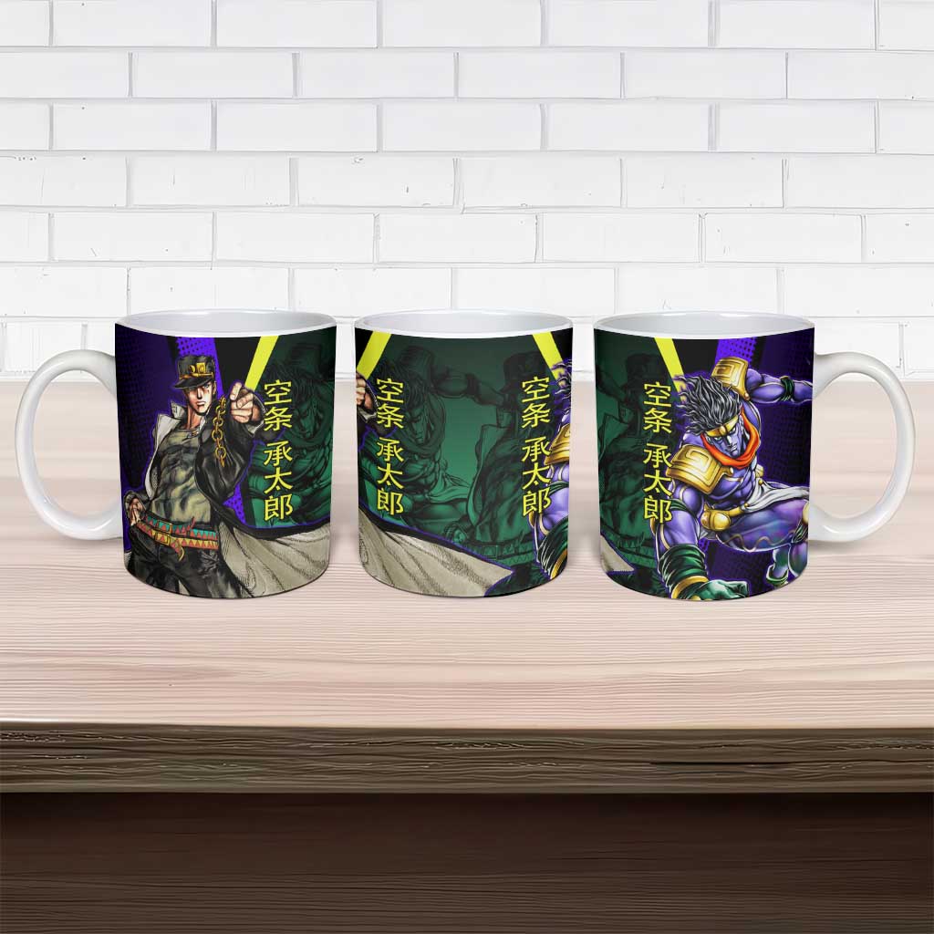 Jotaro Kujo JoJo’s Bizarre Adventure Ceramic Mug with Star Platinum Stand and Bold - The Mazicc