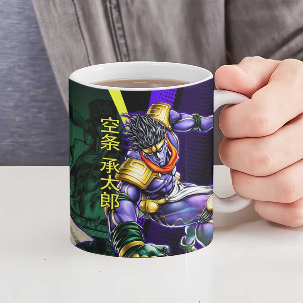 Jotaro Kujo JoJo’s Bizarre Adventure Ceramic Mug with Star Platinum Stand and Bold - The Mazicc