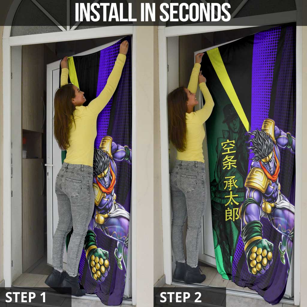 Jotaro Kujo JoJo’s Bizarre Adventure Door Cover with Star Platinum Stand and Bold - The Mazicc