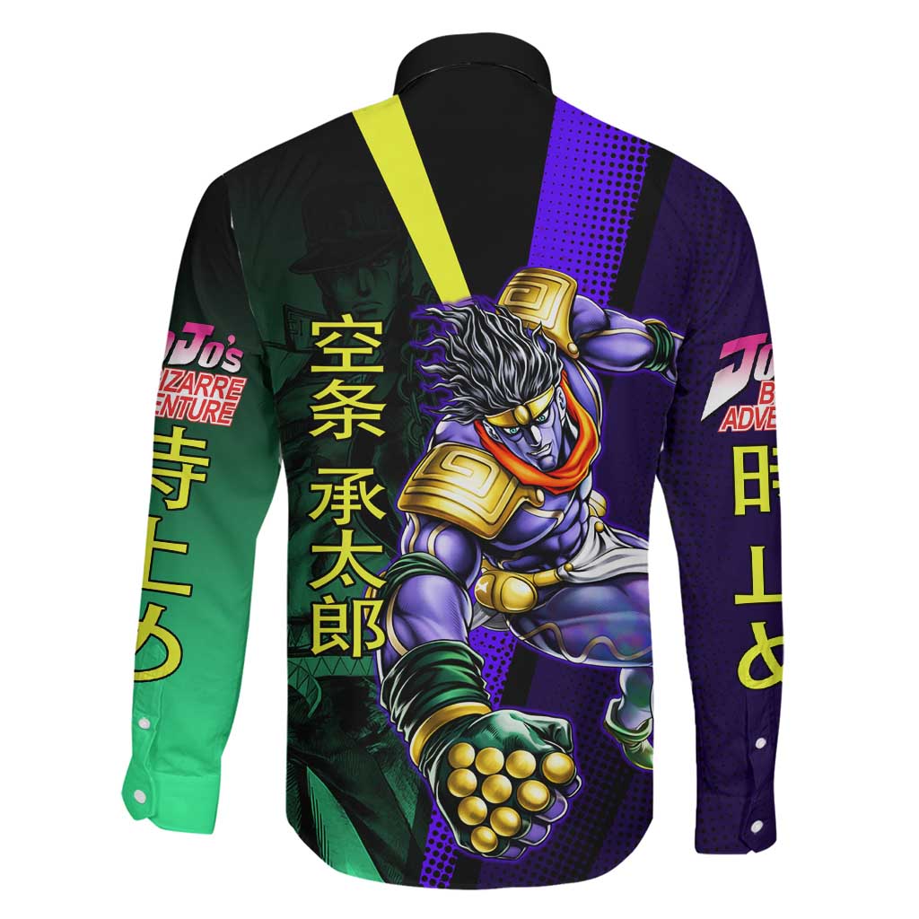Jotaro Kujo JoJo’s Bizarre Adventure Family Matching Off Shoulder Maxi Dress and Hawaiian Shirt with Star Platinum Stand and Bold