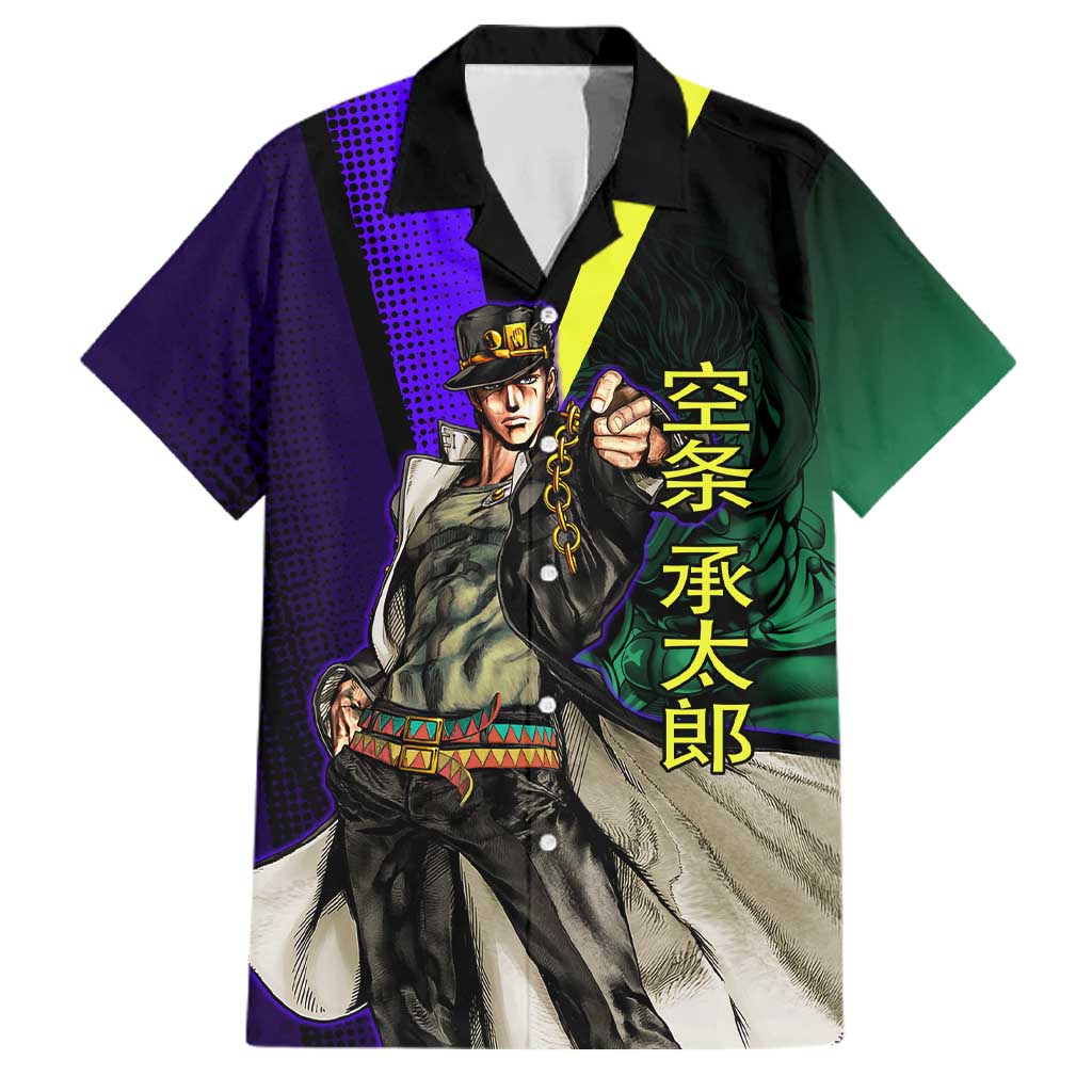 Jotaro Kujo JoJo’s Bizarre Adventure Family Matching Summer Maxi Dress and Hawaiian Shirt with Star Platinum Stand and Bold