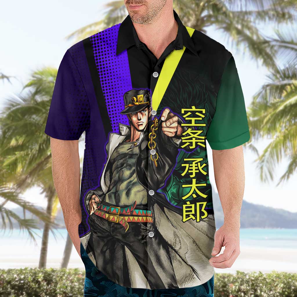 Jotaro Kujo JoJo’s Bizarre Adventure Hawaiian Shirt with Star Platinum Stand and Bold - The Mazicc