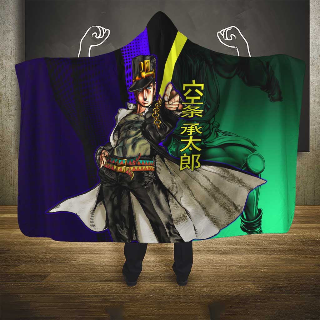 Jotaro Kujo JoJo’s Bizarre Adventure Hooded Blanket with Star Platinum Stand and Bold - The Mazicc