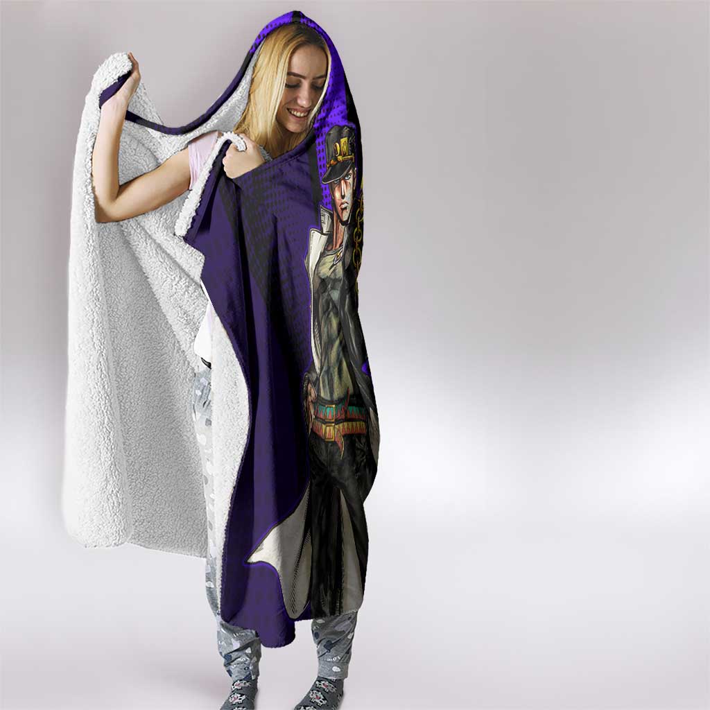 Jotaro Kujo JoJo’s Bizarre Adventure Hooded Blanket with Star Platinum Stand and Bold - The Mazicc