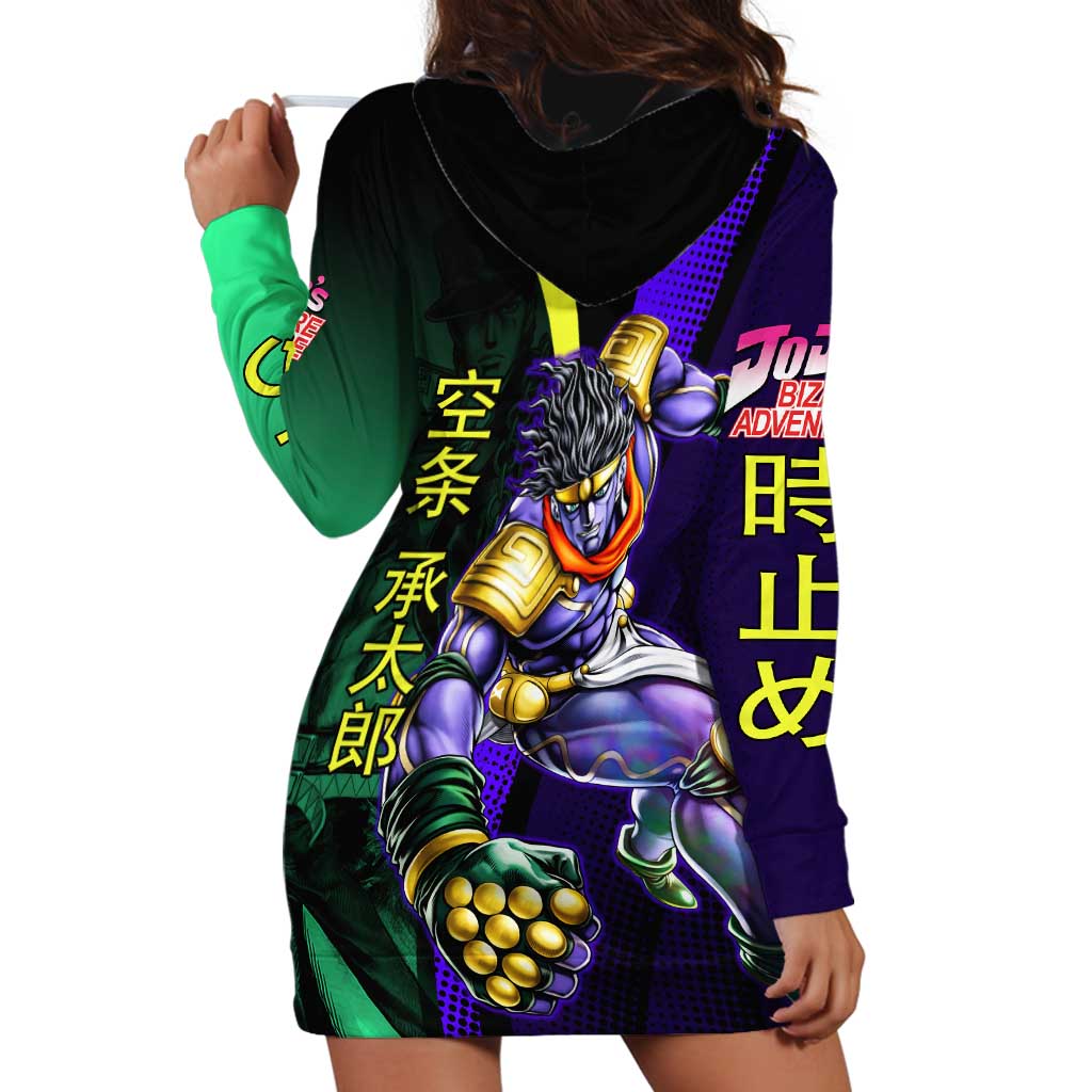 Jotaro Kujo JoJo’s Bizarre Adventure Hoodie Dress with Star Platinum Stand and Bold - The Mazicc