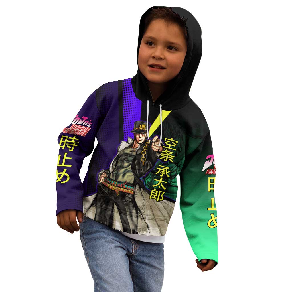 Jotaro Kujo JoJo’s Bizarre Adventure Kid Hoodie with Star Platinum Stand and Bold - The Mazicc