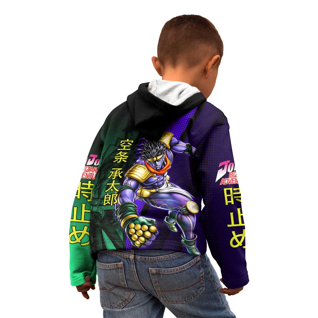 Jotaro Kujo JoJo’s Bizarre Adventure Kid Hoodie with Star Platinum Stand and Bold - The Mazicc