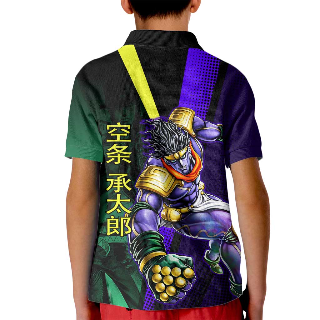 Jotaro Kujo JoJo’s Bizarre Adventure Kid Polo Shirt with Star Platinum Stand and Bold - The Mazicc