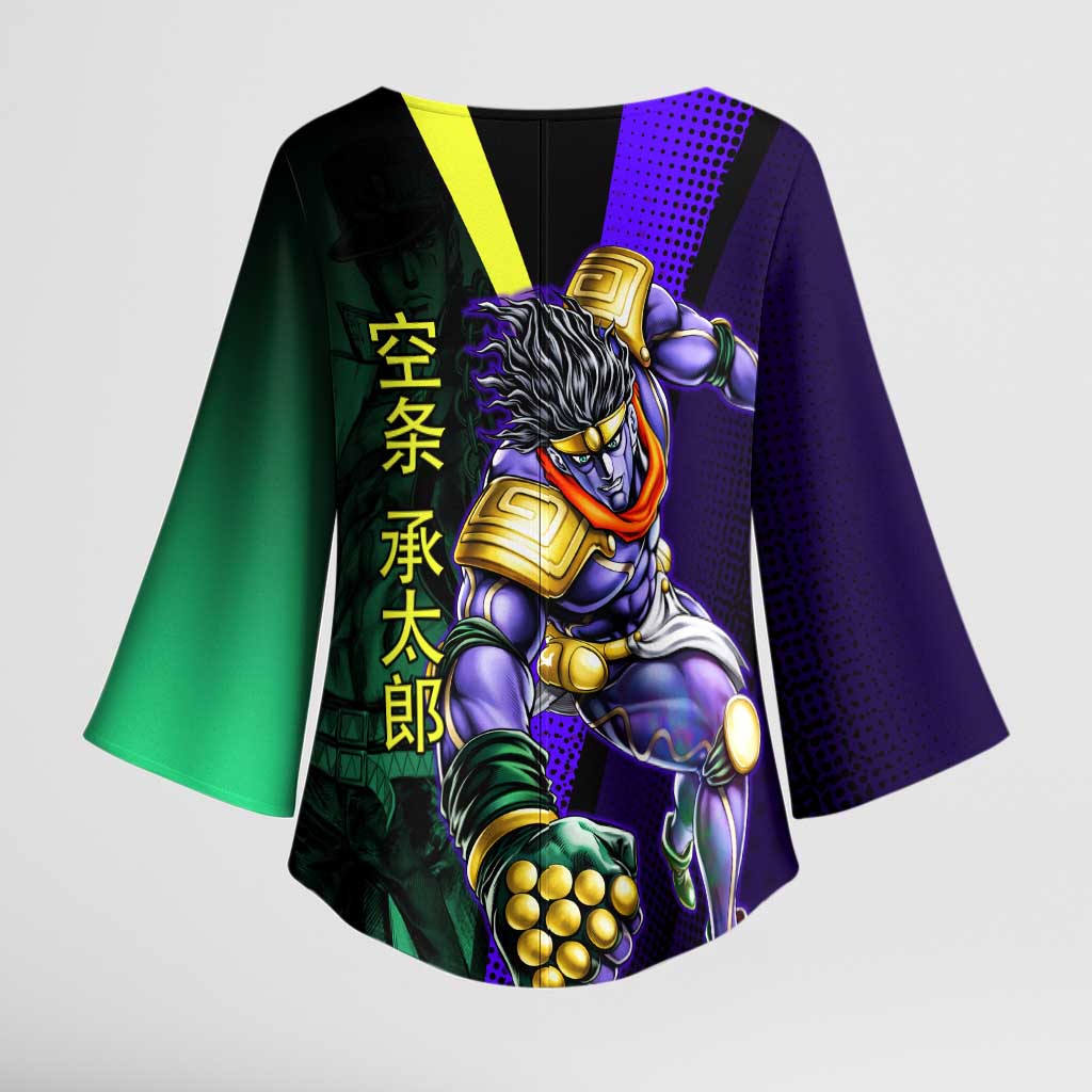 Jotaro Kujo JoJo’s Bizarre Adventure Kimono Sleeve Blouse with Star Platinum Stand and Bold - The Mazicc