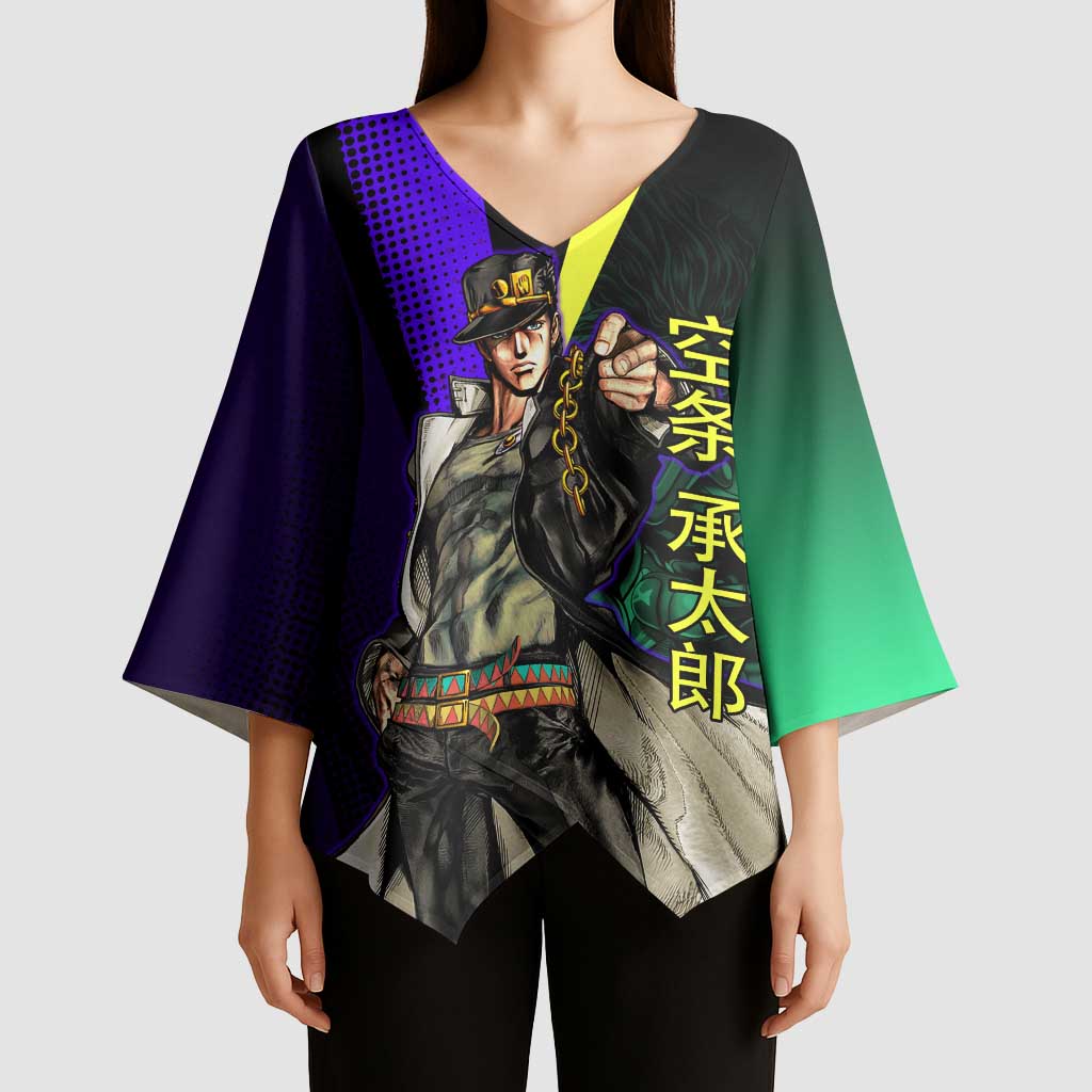 Jotaro Kujo JoJo’s Bizarre Adventure Kimono Sleeve Blouse with Star Platinum Stand and Bold - The Mazicc
