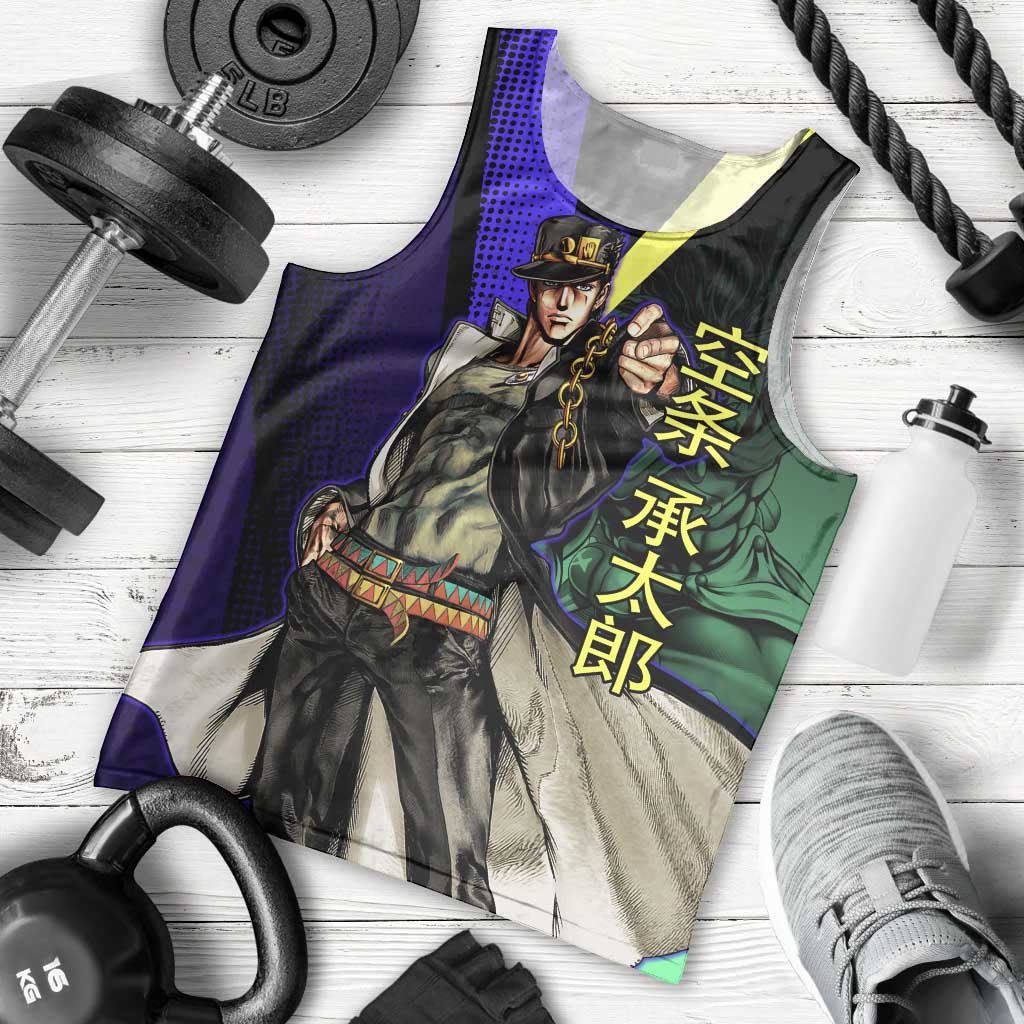 Jotaro Kujo JoJo’s Bizarre Adventure Men Tank Top with Star Platinum Stand and Bold - The Mazicc