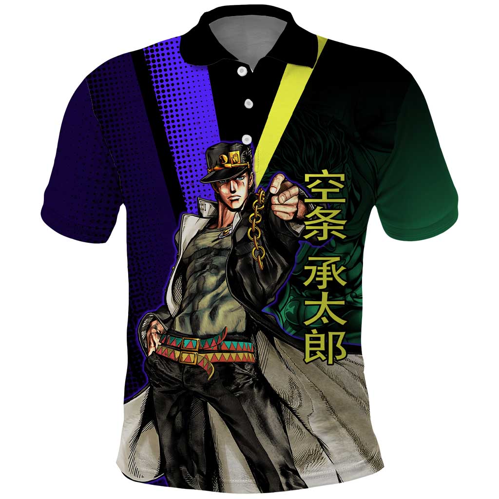 Jotaro Kujo JoJo’s Bizarre Adventure Polo Shirt with Star Platinum Stand and Bold - The Mazicc