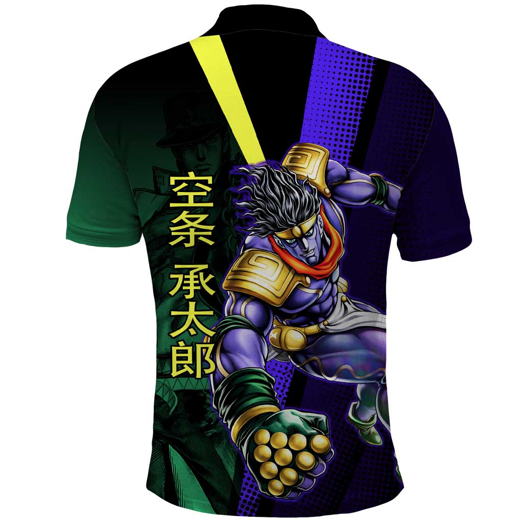 Jotaro Kujo JoJo’s Bizarre Adventure Polo Shirt with Star Platinum Stand and Bold - The Mazicc