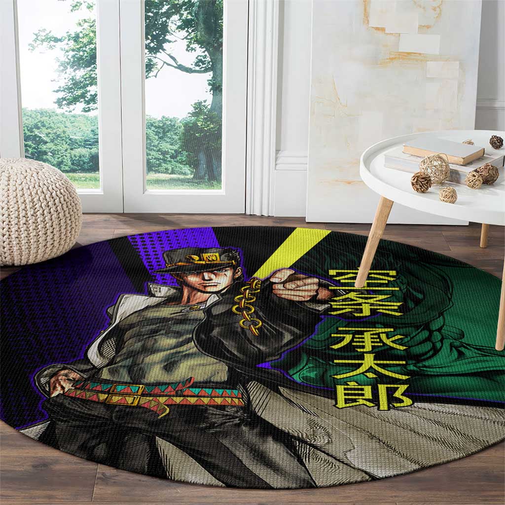 Jotaro Kujo JoJo’s Bizarre Adventure Round Carpet with Star Platinum Stand and Bold - The Mazicc