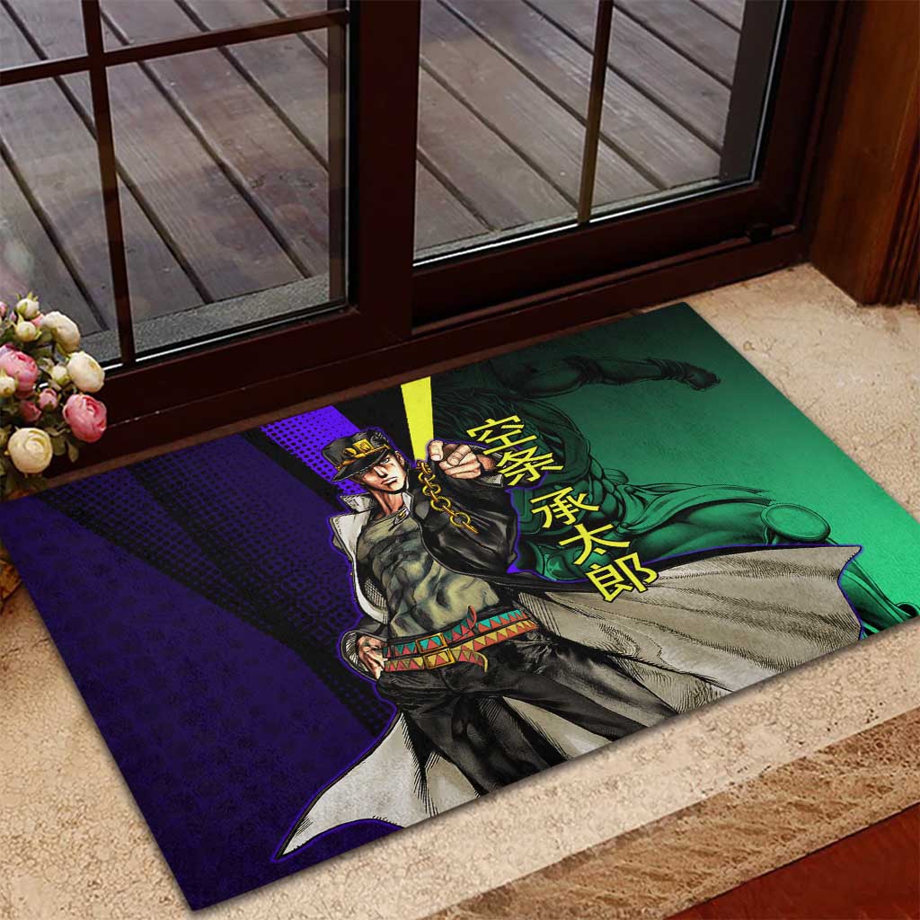 Jotaro Kujo JoJo’s Bizarre Adventure Rubber Doormat with Star Platinum Stand and Bold - The Mazicc