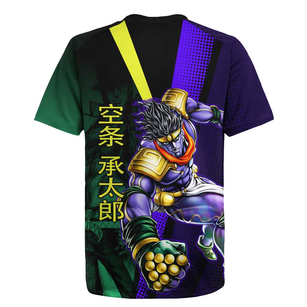 Jotaro Kujo JoJo’s Bizarre Adventure Rugby Jersey with Star Platinum Stand and Bold - The Mazicc