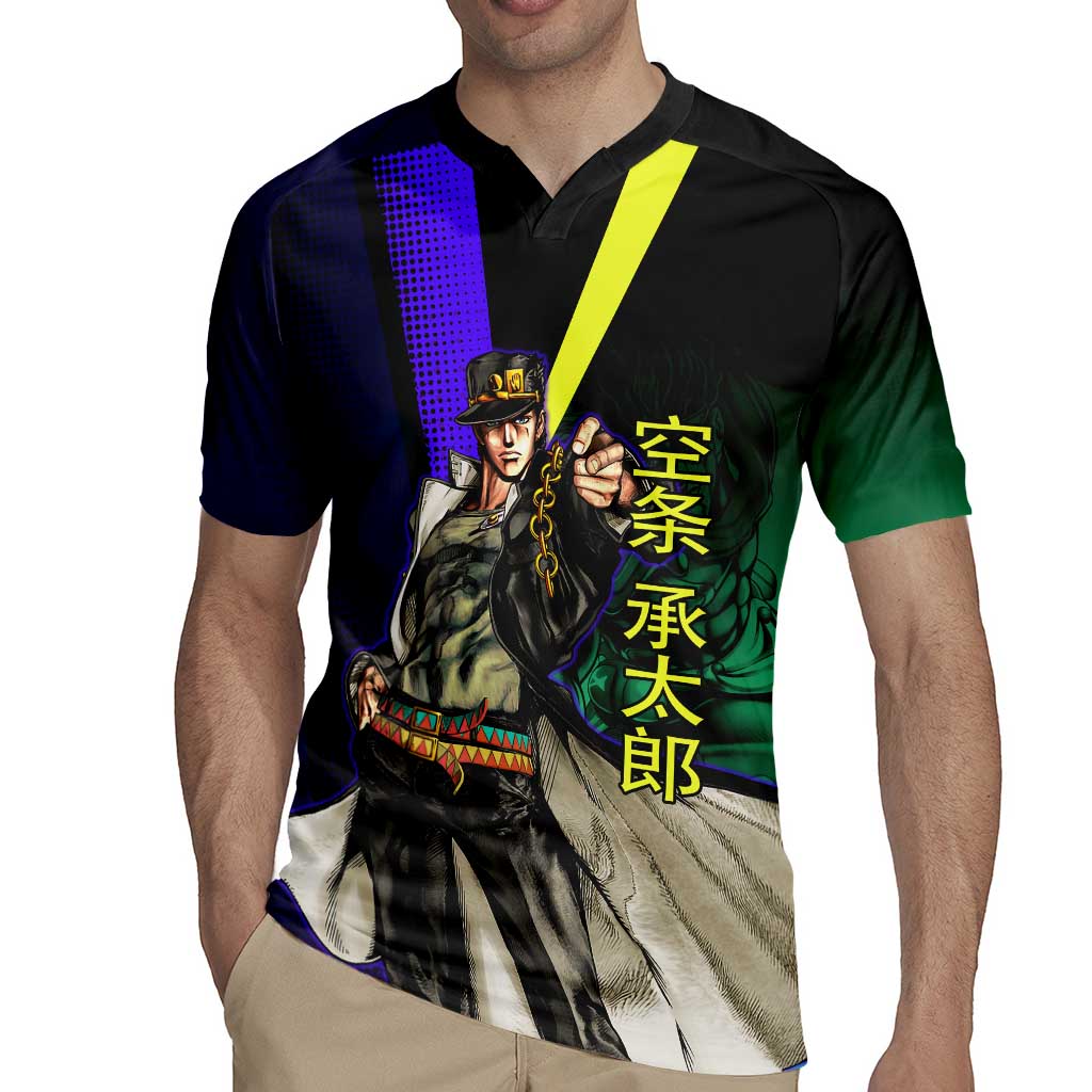 Jotaro Kujo JoJo’s Bizarre Adventure Rugby Jersey with Star Platinum Stand and Bold - The Mazicc