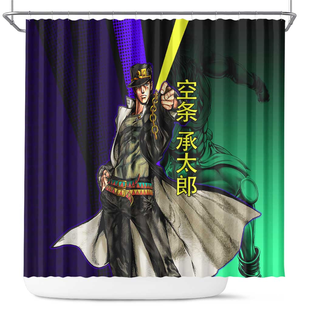 Jotaro Kujo JoJo’s Bizarre Adventure Shower Curtain with Star Platinum Stand and Bold - The Mazicc